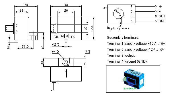 Open-loop Hall current sensor CHF-50B, 100B, 200B, 300B, 400B, 600B
